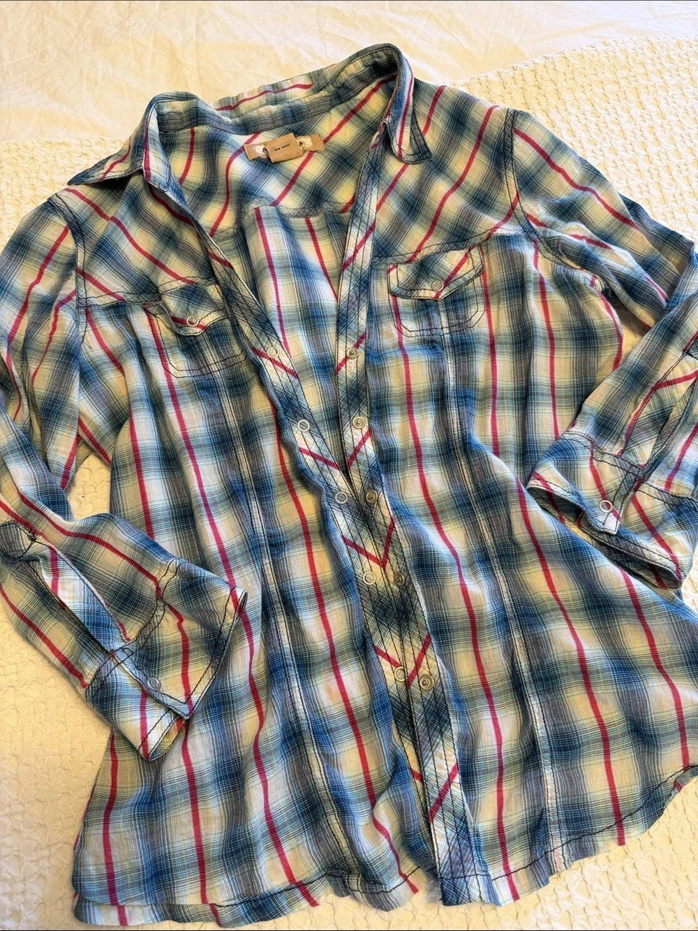 Arizona Plaid Snap-Front Shirt in Blue & Red